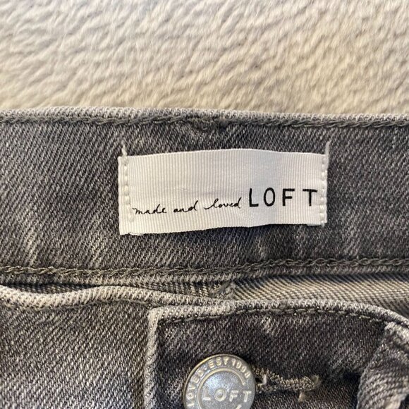 Loft Women's Jeans 26 High Waist Skinny Grey Denim Slim Pockets Button Closure - Picture 3 of 10
